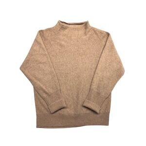 Magaschoni Cashmere Sweater Womens Medium Tan Camel Mock Neck 100% Pure Knit M